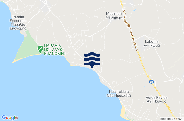 Karte der Gezeiten Mesiméri, Greece