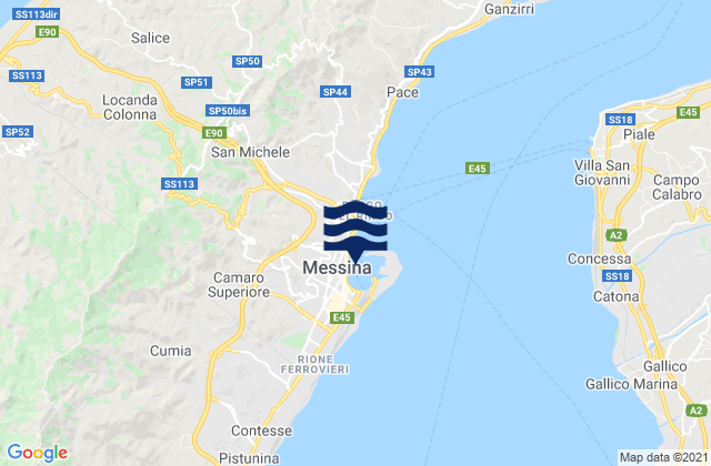 Karte der Gezeiten Messina, Italy