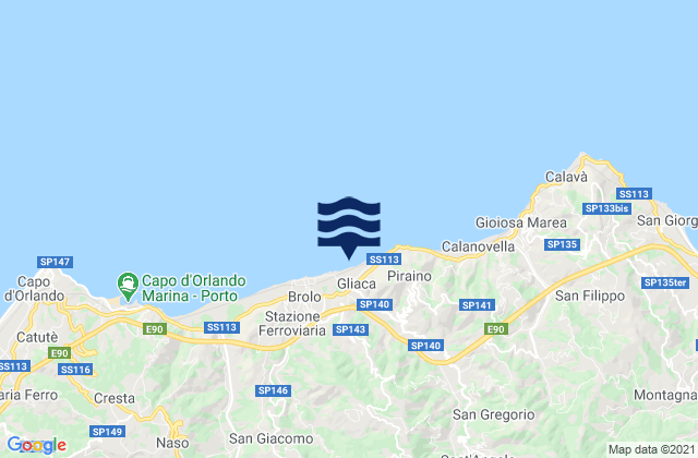 Karte der Gezeiten Messina, Italy