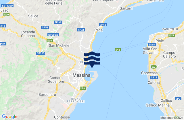 Karte der Gezeiten Messina Sicily, Italy