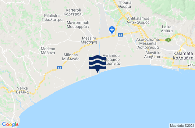 Karte der Gezeiten Messíni, Greece