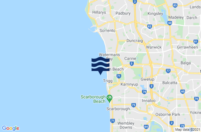 Karte der Gezeiten Mettams Pool, Australia