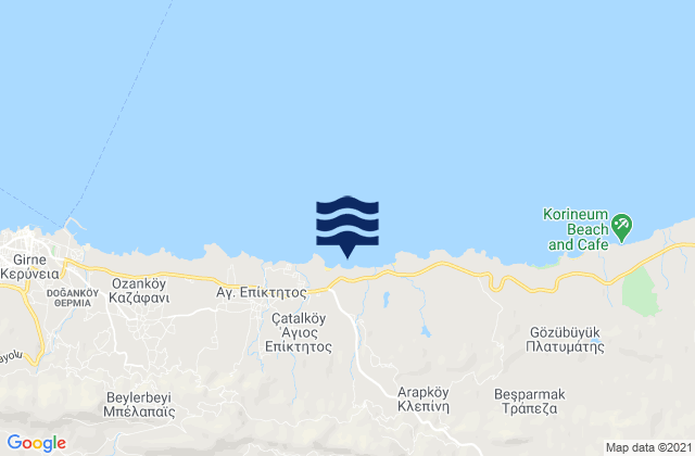 Karte der Gezeiten Mia Miliá, Cyprus