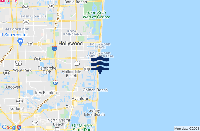 Karte der Gezeiten Miami Gardens, United States
