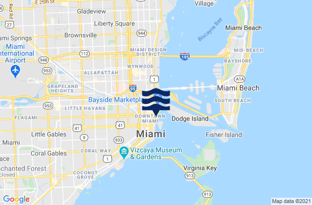 Karte der Gezeiten Miami, United States