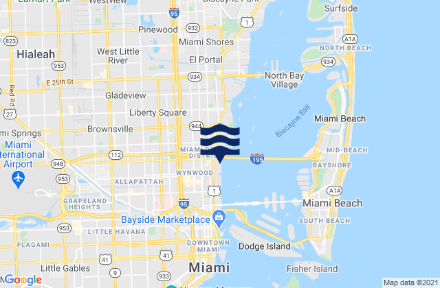 Karte der Gezeiten Miami Springs, United States