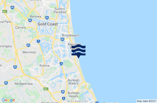 Karte der Gezeiten Miami State High School, Australia