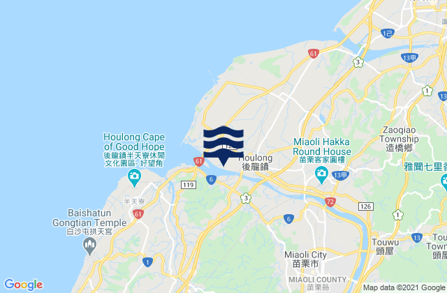 Karte der Gezeiten Miaoli, Taiwan