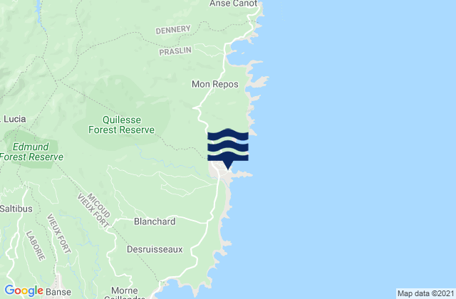 Karte der Gezeiten Micoud, Saint Lucia