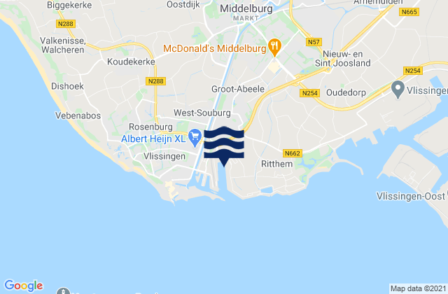 Karte der Gezeiten Middelburg, Netherlands