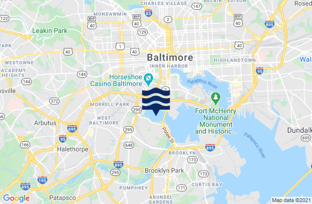 Karte der Gezeiten Middle Branch, Baltimore Harbor, United States