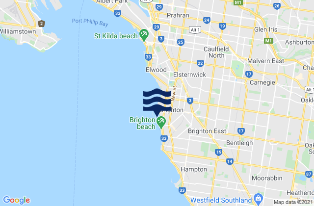 Karte der Gezeiten Middle Brighton Pier, Australia