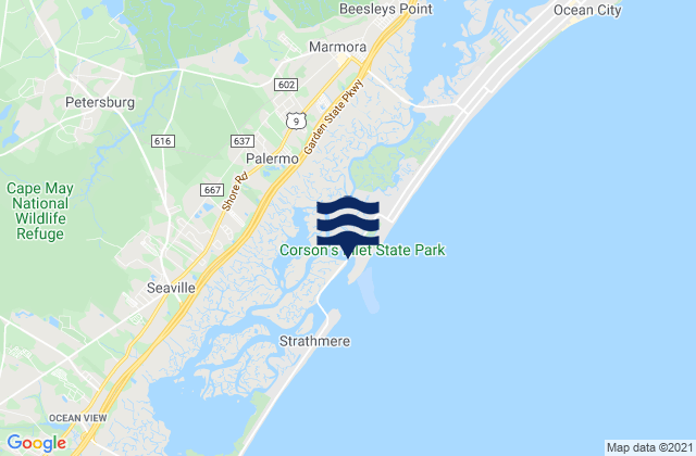 Karte der Gezeiten Middle Thorofare Ocean Drive Bridge, United States