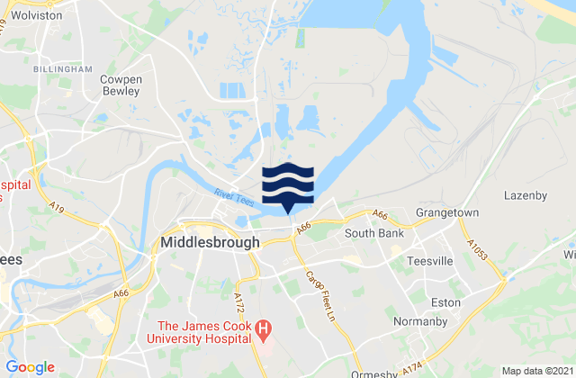 Karte der Gezeiten Middlesbrough, United Kingdom
