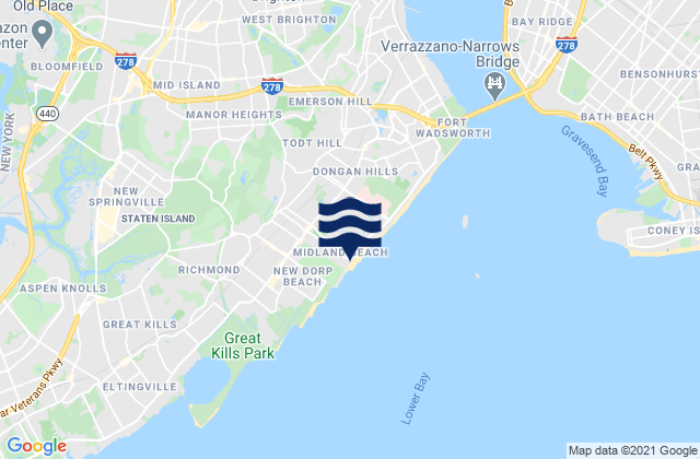 Karte der Gezeiten Midland Beach Staten Island, United States