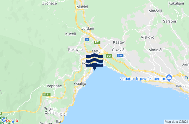 Karte der Gezeiten Mihotići, Croatia