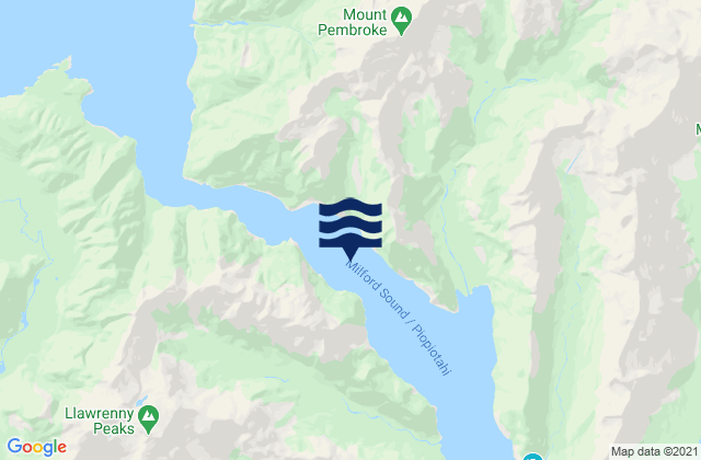 Karte der Gezeiten Milford Sound/Piopiotahi, New Zealand