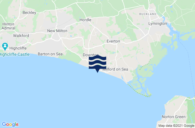 Karte der Gezeiten Milford on Sea Beach, United Kingdom