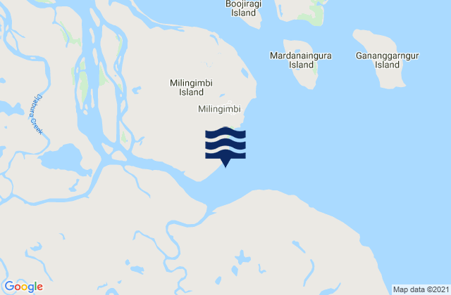 Karte der Gezeiten Milingimbi Island, Australia