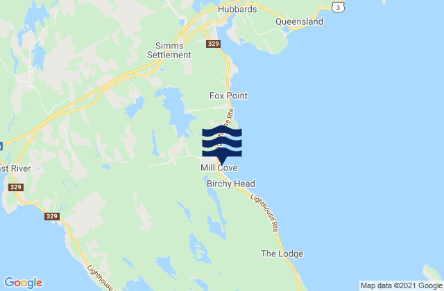 Karte der Gezeiten Mill Cove, Canada