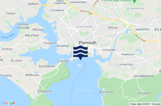 Karte der Gezeiten Millbay Pier, United Kingdom