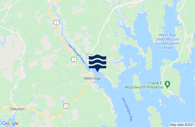 Karte der Gezeiten Millbridge Narraguagus River Maine, United States