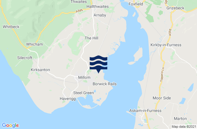 Karte der Gezeiten Millom Beach, United Kingdom