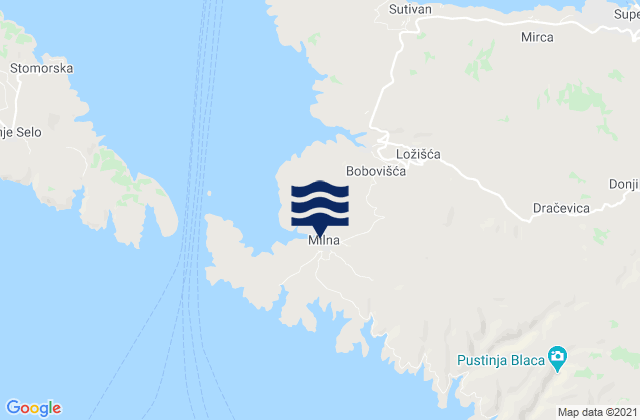 Karte der Gezeiten Milna, Croatia