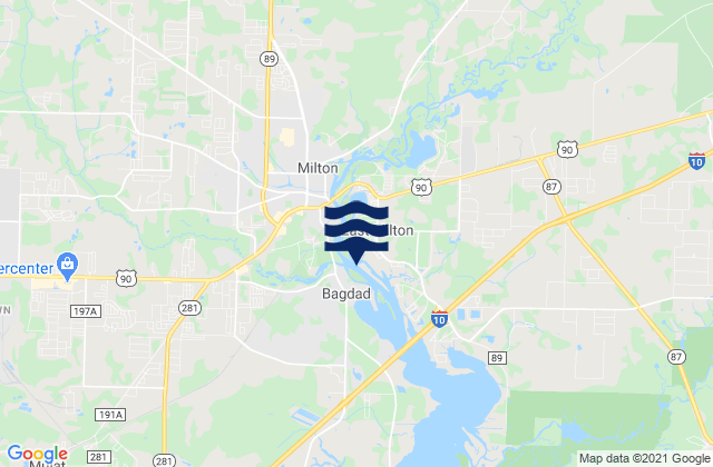 Karte der Gezeiten Milton (Blackwater River), United States