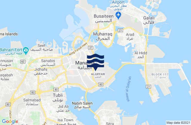 Karte der Gezeiten Mina Salman Bahrain Island, Saudi Arabia
