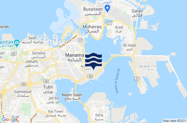 Karte der Gezeiten Mina Sulman (Bahrain), Saudi Arabia
