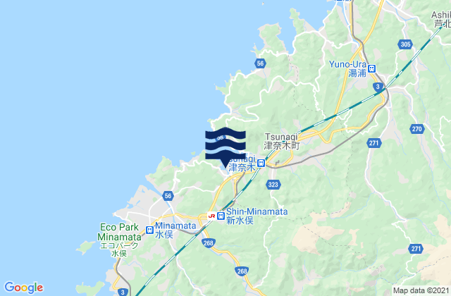 Karte der Gezeiten Minamata Shi, Japan