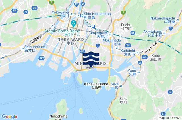 Karte der Gezeiten Minami-ku, Japan