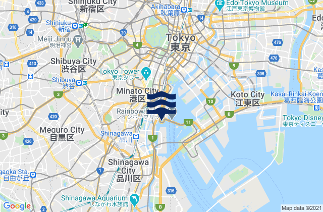 Karte der Gezeiten Minato-ku, Japan