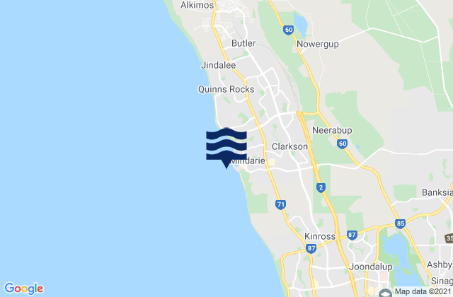 Karte der Gezeiten Mindarie, Australia