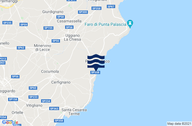Karte der Gezeiten Minervino di Lecce, Italy