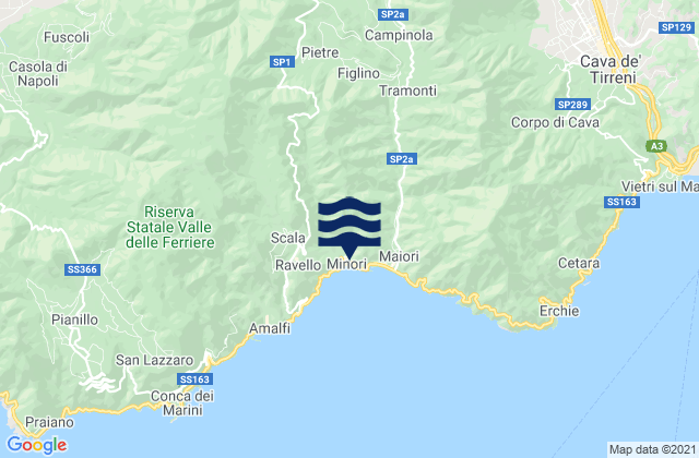 Karte der Gezeiten Minori, Italy
