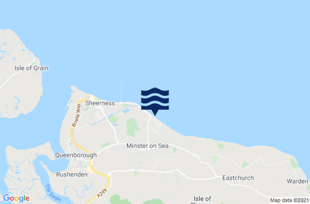 Karte der Gezeiten Minster Leas Beach, United Kingdom