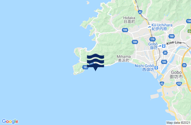 Karte der Gezeiten Mio, Japan