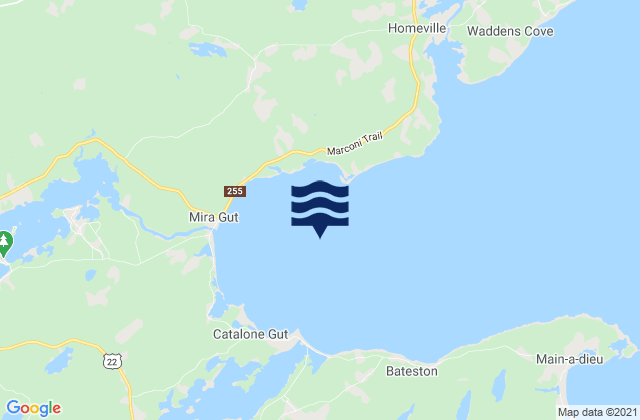 Karte der Gezeiten Mira Bay, Canada