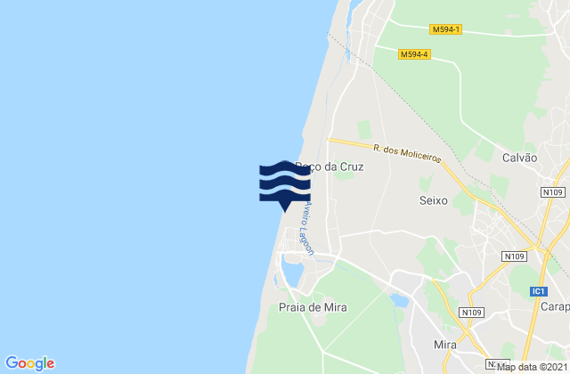 Karte der Gezeiten Mira, Portugal