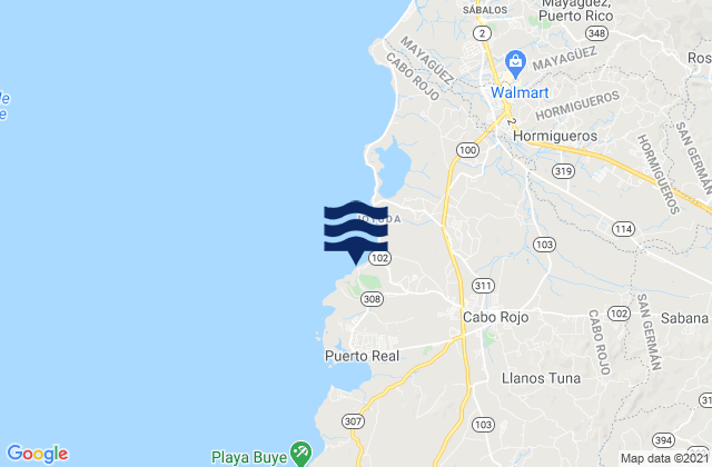 Karte der Gezeiten Miradero Barrio, Puerto Rico