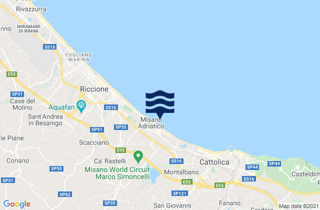 Karte der Gezeiten Misano Adriatico, Italy