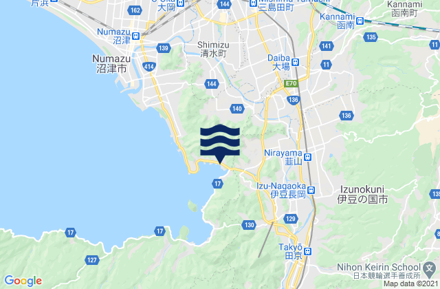 Karte der Gezeiten Mishima Shi, Japan