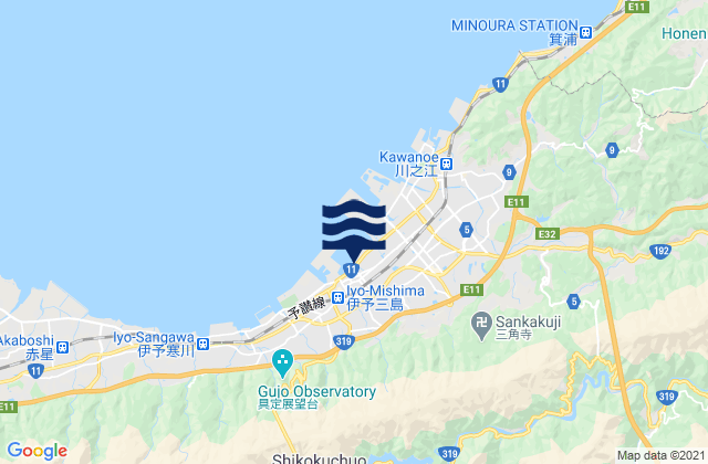 Karte der Gezeiten Misima (Hiuti Nada), Japan