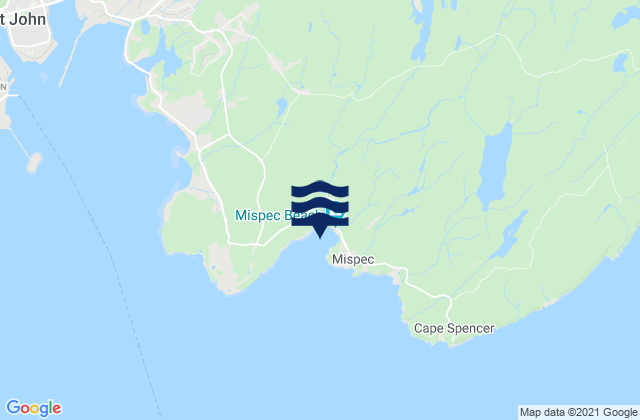 Karte der Gezeiten Mispec Bay, Canada