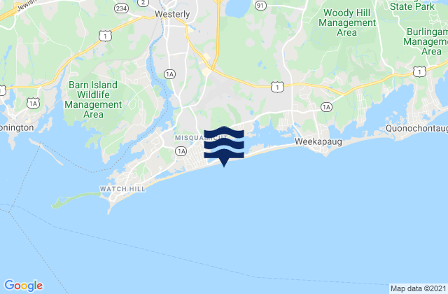 Karte der Gezeiten Misquamicut State Beach, United States
