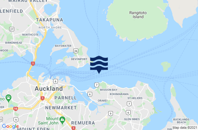 Karte der Gezeiten Mission Bay, New Zealand