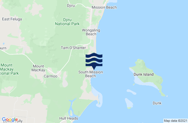 Karte der Gezeiten Mission Beach, Australia