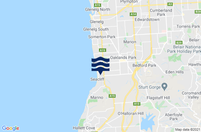Karte der Gezeiten Mitcham, Australia